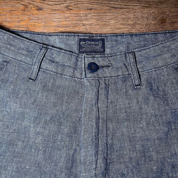 Levi’s Carrier Cargo Shorts Linen Blend Chambray Blue Men’s Size 30 Blank Tag - Picture 4 of 11